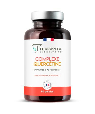 QUERCETIN COMPLEX | Allergies and Immunity | 600 mg from Sophora Japonica | With Bromelain and Vitamin C | Flavonoids Antioxidants High Bioavailability | 90 Capsules Made in France | Terravita