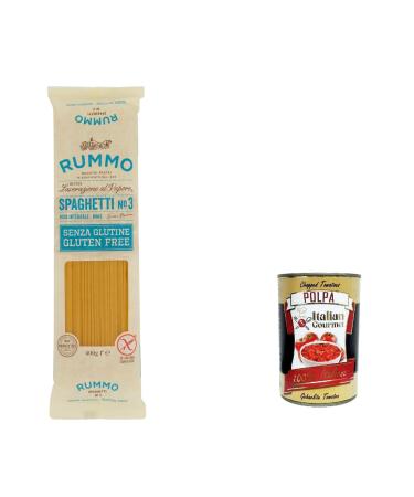 Italian Gourmet E.R. Rummo Pasta Pack of 20 Spaghetti No. 3 Gluten-Free 100% Italian Gluten-Free Pasta 400g + Polpa Italian Gourmet 400g