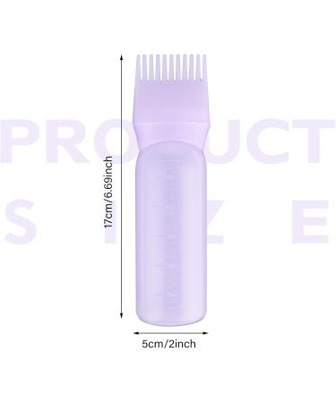 2-Piece Hair Oil Applicator Bottle Set - 170ml Plastic Root Comb with Gradual Scale for Hair Care - Violet Purple - Buy Online on GoSupps.com