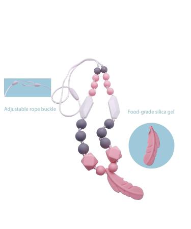 2pcs Baby Chew Necklace for Mom and Baby Teething - Sensory Chew Necklaces with Feather Pendants for Kids and Adults with Special Needs - Blue - Buy Online on GoSupps.com