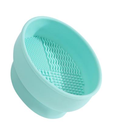 PATKAW Makeup Brush Cleaner Mat Makeup Brush Cleaning Bowl Portable Makeup Brush Cleaning and Scrubbing Tool Silicone Makeup Brush Drying Stand for Women Green