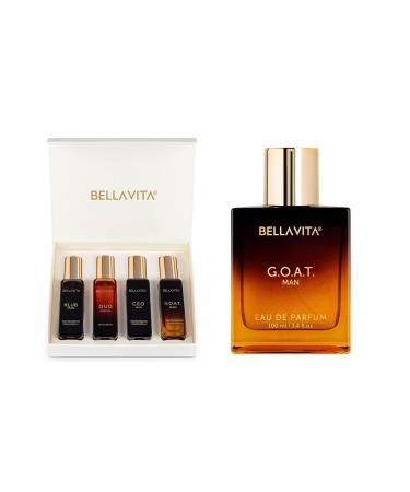 Men's Luxury Perfume Gift Set (4 x 0.68 fl. oz.) & G.O.A.T. Eau de Parfum (3.4 fl. oz.) | Oud CEO Klub G.O.A.T. | Woody Citrusy Oriental | Vegan Cruelty-Free Long-Lasting Gift Set for Men