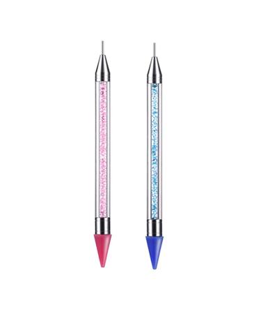 2 pieces nail rhinestone wax pencil pencil nail rhinestone pecker puncture pen rhinestone stone stone crystals with two ends picker wax pencil pen for nail art diy decoration tool