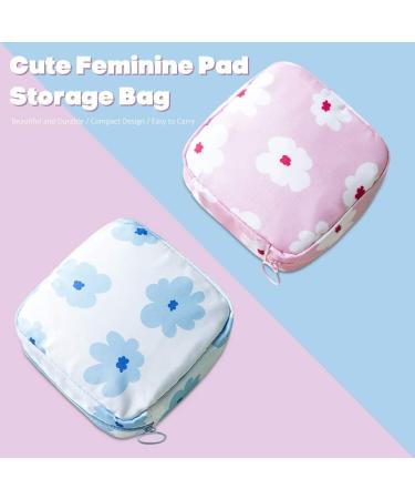 Fiyson 2 Periods Bag - Women's Sanitary Napkin & Tampon Storage Bag with Zipper - 12.5cm x 12cm x 4.5cm - Blue Women's Organizer - Buy Online on GoSupps.com