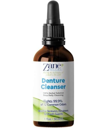 Zane Hellas Denture Cleaner with Oregano Oil Power - Remove Plaque, Tartar, Stains, and Bad Odor - 100% Herbal Solution for Dentures, Retainers, Braces, Mouth Guards - 1 fl.oz - Buy Online on GoSupps.com