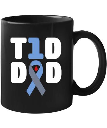 T1D Dad - Diabetes Awareness Type 1 Father Insulin Mug 11oz black Black 11oZ