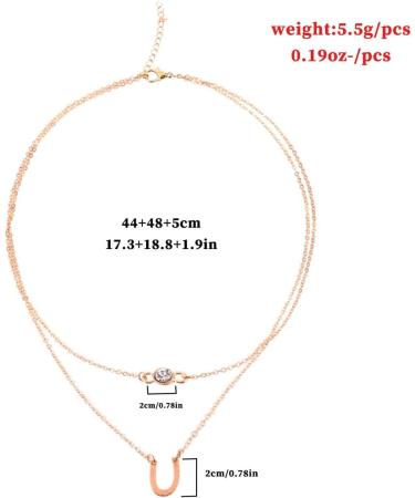 Layered Lucky Horseshoe Necklace - Gold Rhinestone Pendant Choker for Women & Girls | Vintage U-Shape Jewelry Gift - Buy Online on GoSupps.com