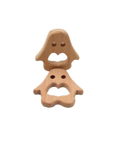 Alenybeby 2 Pieces Bio Wood Penguin Teether | Natural Beech Wood Handmade Gripping Pattern Eco-Friendly DIY Pacifier Chain Trailer - Buy Online on GoSupps.com