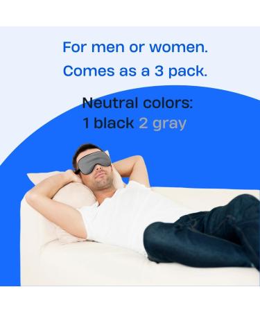 Buy 3 Pack Sleep Eye Mask - Breathable Silk & Mesh Light Blocking & Adjustable for Men & Women - Comfortable Headache Relief (Black Gray - Buy Online on GoSupps.com