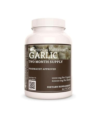 Remedy's nutrition Garlic | 1 000 mg 60 Vegan Capsules Herbal Dietary Supplement | Two Month Supply