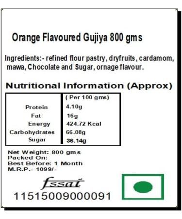 Ghasitaram Gift Holi Sweets Holi Gifts Holi Hamper Orange Flavoured Gujiya 800 GMS |Gift for Diwali Holi Rakhi Valentine Christmas Birthday Anniversary Her Him| - Buy Online on GoSupps.com