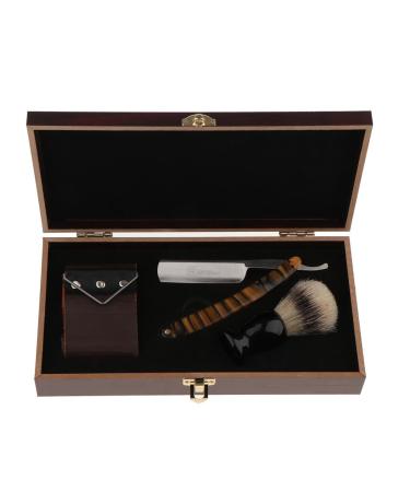Tiuimk Manual Shaving Set for Straight Hair and Beard with Shaving Brush and Heel Strap - 3 in 1 Set