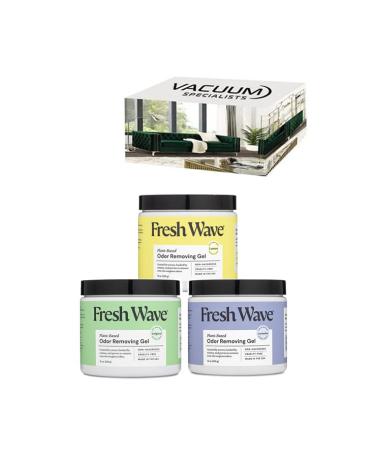 Fresh Wave Odor Removing Gel Combo Set. INCLUDES 1 X Original Odor Removing Gel 15 oz 1 X Lavendar Odor Removing Gel 15 oz 1 X Lemon Odor Removing Gel 15 oz.