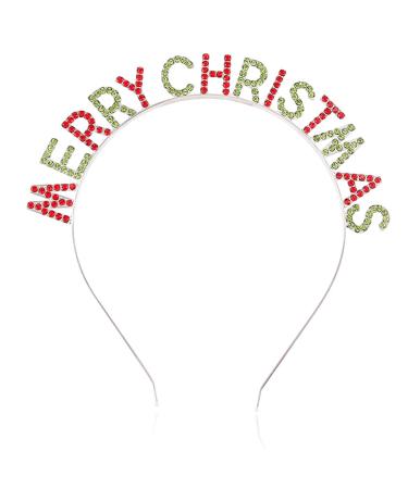 Makenlug Christmas Headband Christmas Gifts for Girls Women Merry Christmas Headband Crystal Hair Christmas Party Supplies