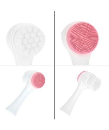 Double Sided Facial Cleansing Brush | Exfoliating & Massage Soft Bristles | Silicone Pore Cleaner for Blackheads, Acne | Multi-Purpose Wet/Dry | Pink - Buy Online on GoSupps.com