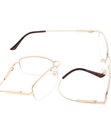 Eyekepper Half-Rim UV Protection Progressive Reading Glasses - Multifocus +2.50 | Bendable Memory Frame for Men & Women - Gold M1704 - Buy Online on GoSupps.com