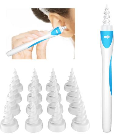 POWE Ear Wax Remover  Q Grips Earwax Remover Toddler Ear Wax Removal Tool Spiral Ear Cleaner with 16 Pcs Soft Replacement Heads Suitable for Women & Men