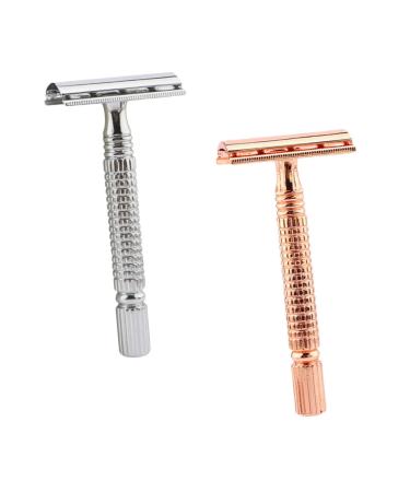 Frcolor 2st razor barber beard razor portable razor metal razor in the old style beard beard razor men razor old fashionable affi man the head is a zinclegation