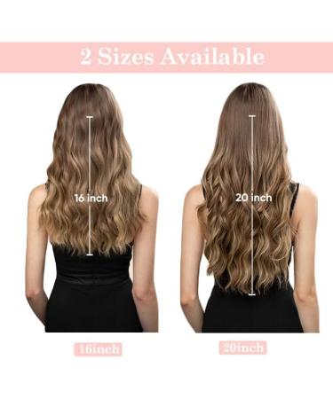 Invisible Wire Hair Extensions: Natural Wavy Synthetic Hair Clip with Transparent Wire - 20inch Cool Neutral Mushroom Brown Balayage - Adjustable Size Headband for Women - Buy Online on GoSupps.com