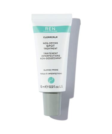 REN Clean Skincare Clearcalm Non-Drying Spot Treatment Gel - Natural Spot Treatment to Soothe Calm & Help Prevent Breakouts 15ml