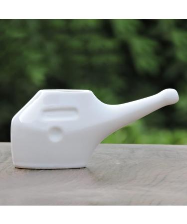 Traveller's Ceramic Neti Pot with 5 Sachets Neti Salt - Nasal Cleansing Kit - Buy Online on GoSupps.com