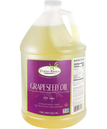 Tutto Bene Premium Quality Grapeseed Oil - 1 Gallon (128 ounces) for Cooking With 0 Trans Fat for Healthy Living - Cholesterol Free - High in Antioxidants and Vitamin E - Buy Online on GoSupps.com