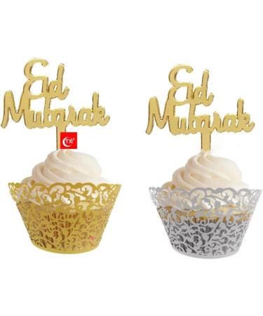 16 Eid Mubarak Cupcake Toppers Gold Eid Cake Toppers Eid Gift Tags Eid Gift Charms Hamper Tags Eid Charms Eid Cake Decorations. - Buy Online on GoSupps.com