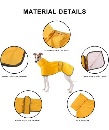 Waterproof Greyhound Rain Coat - Light & Durable Whippet Coat for All Sizes | Summer & Winter Dog Coats - XXX Large Yellow - Buy Online on GoSupps.com