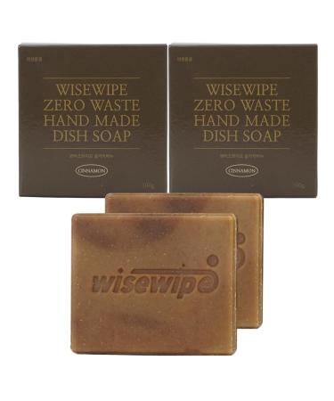 Zero Waste All Natural Kitchen Dish Soap Bar 3.5oz(Pack of 2pcs) Biodegradable Solid Bar Eco-friendly Plastic Free Paper Packing Cold Process Cinnamon Scented