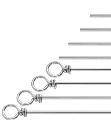 Dr.Fish 30 Pack Fishing Spinner Shaft Stainless Steel Looped Wire Spinner Parts Component Spinner Making DIY Spinner Bait Inline Rigs Saltwater Freshwater Bass Trout Walleye Salmon Dia. 0.031"/30pcs 6.3inch