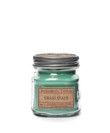 Eco Candle Co. Recycled Candle Grass Stain 8 oz. - Scents of Fresh Cut Grass - 100% Soy Wax No Lead Kraft Paper Label & Lid Hand Poured Phthalate Free Midwest Grown Soybeans