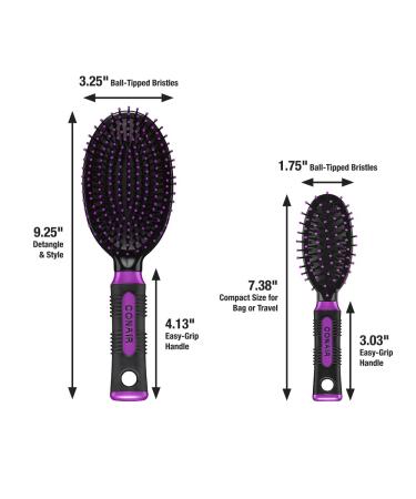 Conair Nylon Bristle Oval Cushion Hair Brush 2-Piece Set with Rubber-Grip Handles - Travel & Full-Sized Brushes - Buy Online on GoSupps.com