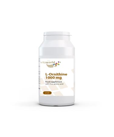 3 Pack Vita World L-Ornithine 1000 mg 3 x 120 Tablets Highly Dosed Vegan Only 1 Tablet a Day Made in Germany
