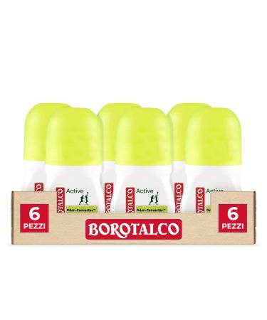 Borotalco Borotalco Active Roll-On Deodorant Yellow alcohol-free with odor-fighting molecules for gradual fragrance release cedar and lime scent deodorant for men and women 6 x 50ml bottles
