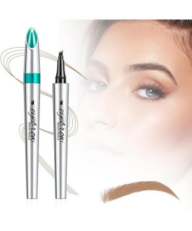 JQIWN Upgrade Magic Eyebrow Pencil 2024 3D Waterproof Microblading Eyebrow Pen 4 Tipped Precise Brow Pen Waterproof Makeup Contouring Pen Fine Stroke Creates Natural Makeup Effect (Light Brown B) Light Brown B