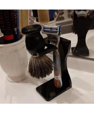 NSNT Exquisit Razor Brush Set for Men - 26mm Wooden Handle Stainless Steel Shell Clear Acrylic Stand - Perfect Gift for Wet Shaving - 8.2x12cm - International Shipping Available - Buy Online on GoSupps.com