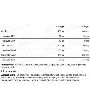 XXL Nutrition Omega 3-6-9 Capsules - High Dose Fish Oil Softgels (100 Count) - Premium Quality for Optimal Health International Shipping Available - Buy Online on GoSupps.com