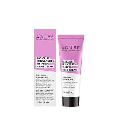 ACURE Radically Rejuvenating Whipped Night Cream - Anti-Aging Support, Multi-Peptides, Ferulic Acid & Vitamin C - Ultimate Night Repair, Hydrate and Rejuvenate - Vegan Plant Based-Infused - 1.7 Fl Oz