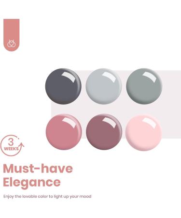 Beetles Gel Nail Polish Starter Kit - 6 Colors Gray Nude Pink Set with 48W Nail Lamp - Base Top Coat Included - Christmas Nail Art DIY Manicure - Buy Online on GoSupps.com