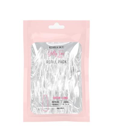 Kiara Sky Gelly Tips Refill Pack - Soak Off Soft Gels - Coffin Shape (Long Length) (Sizes 6 7 8 9)