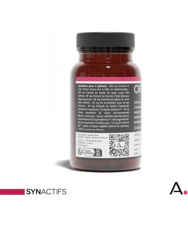ARAGAN - Synactives - Circactifs Pill Box - Heavy Leg Circulation Food Supplement - Red Vine Grape Lemon Vitamins - 60 capsules - 1 month to 2 months taken - Made in France - Buy Online on GoSupps.com