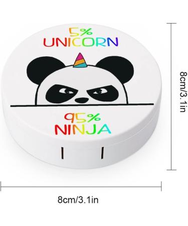 Unicorn Ninja Panda Round Case For Contact Lens Kit Storage Box with Mirror Printed - Buy Online on GoSupps.com