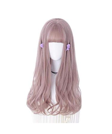 BGHJUE Wig Pink Purple Long Wavey Root Heat Resistant Wigs Ombre Synthetic Hair Wigs For Women 55cmPinkpurple