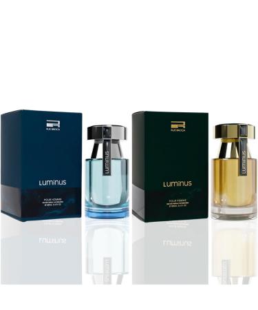 Luminus Pour Homme & Luminus Pour Femme - EDP Sprays 100ML (3.4OZ) Spicy Fruity Refreshing Fragrance. (Value Pack) 3.4 Fl Oz (Pack of 1) Value Pack