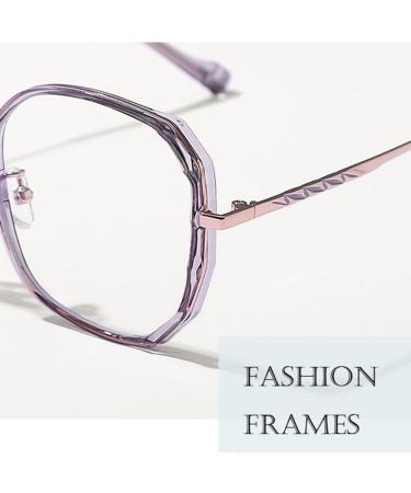 Fashionable Purple Reading Glasses for Men & Women - Large Frame Portable Anti Blue Light (1.0+) - Buy Online on GoSupps.com