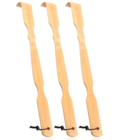 RENOOK Wood Back Scratcher Bamboo - 3 Pack Thickened Durable Back Scratcher for Adults Women Men , Kids Back Scratcher with Long Handle , Relief from Itching, 17