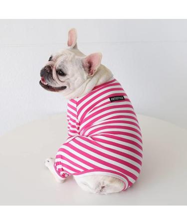 Classic Striped Pajamas for Dogs & Cats - Bt Bear Fat - Soft Cotton Costume for Pugs French Bulldogs & Small Breeds - Medium Hot Pink - Buy Online on GoSupps.com