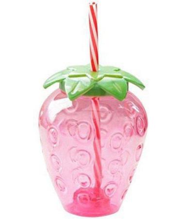 Strawberry Shaped Kawaii Cup with Straw for Boba Tea Pp Cute Cups with Lid and Straw Kawaii Tea Cup Bottle for Women - Buy Online on GoSupps.com