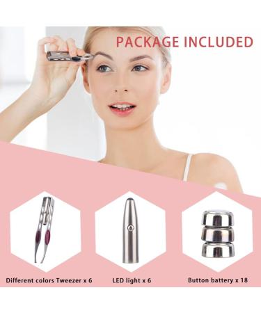 6 Pieces Tweezers with LED Light Stainless Steel Tweezers Makeup Eyelash Eyebrow Hair Removal Precision Tweezers with Light for Women and Men(Red Blue Brown Pink Black Green) Blue green - Buy Online on GoSupps.com