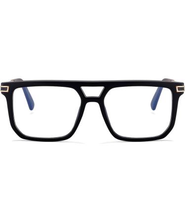 LIGOES TR90 Glasses Frame for Men & Women | Anti Blue Light Eyewear | Matte Black Flattop Square Eyeglasses - Buy Online on GoSupps.com